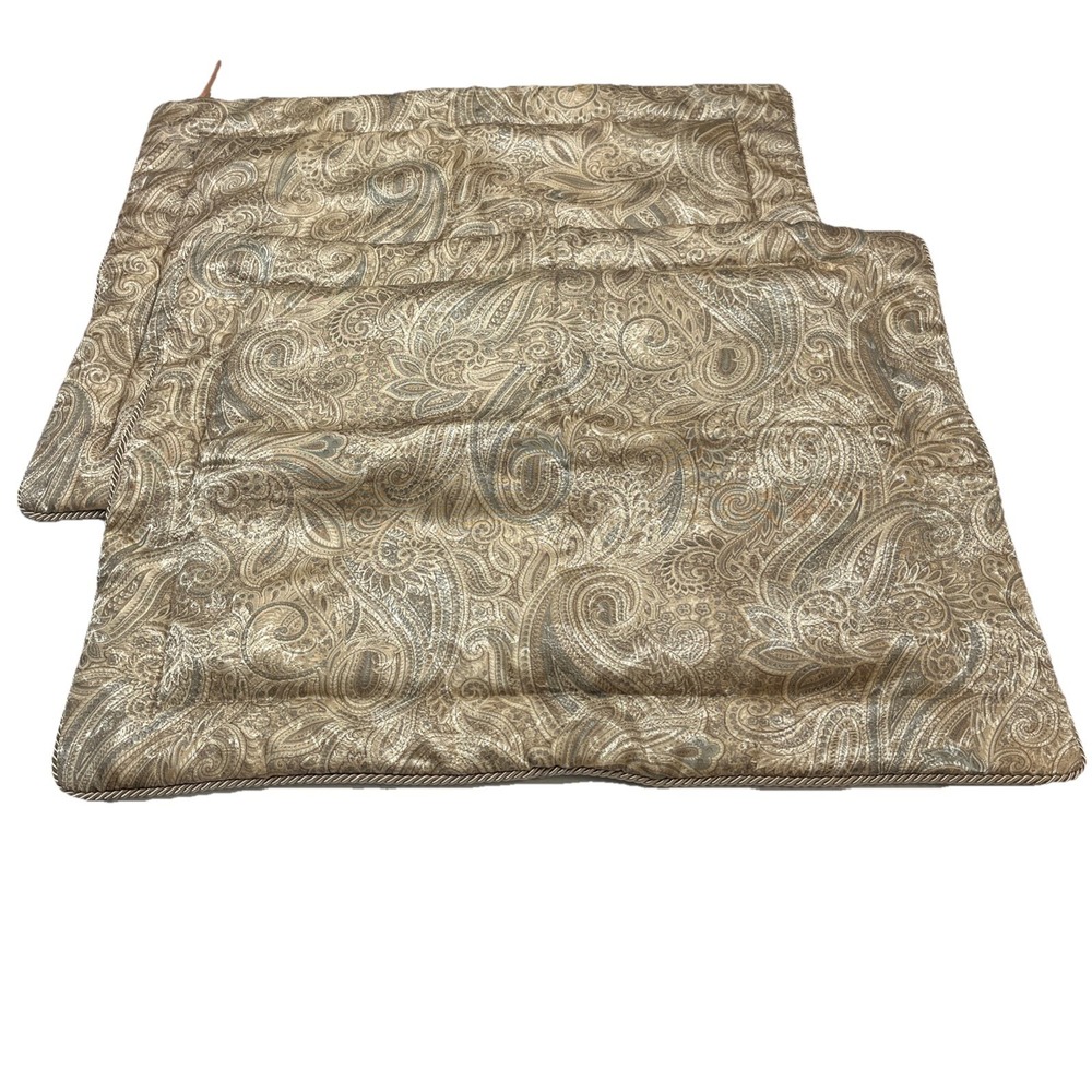 Croscill Standard Pillow Sham Set Gold Green Paisley Scroll Braided Trim Classic